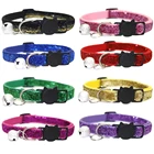 Нейлоновый ошейник для кошек, регулируемый блестящий ошейник с быстроразъемной безопасной пряжкой и колокольчиками для собак и кошек