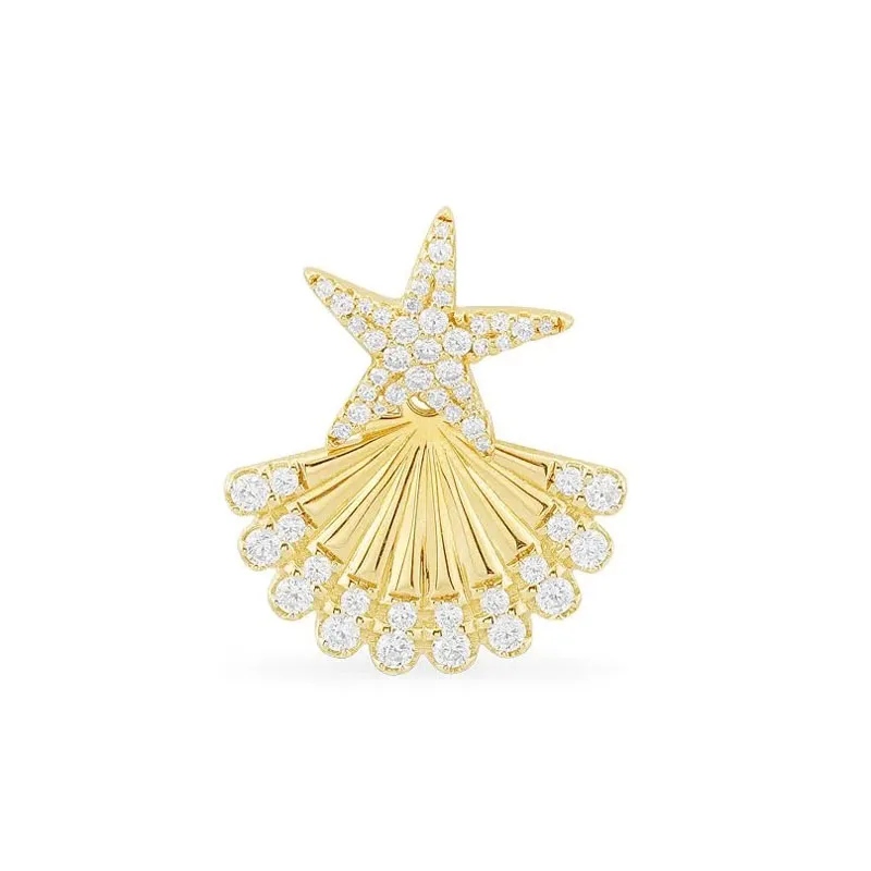 Женские серьги из серебра 925 пробы с фианитами и морской звездой | Украшения