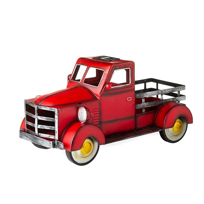 

Retro Solar Illuminated Pickup Truck Flower Pot Decoration Desktop Storage Farmhouse Truck Christmas Decoration