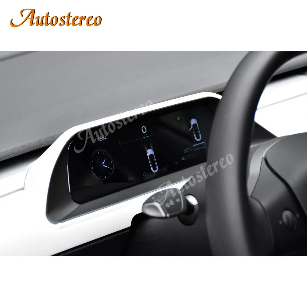 carbon fiberwhite color for tesla model 3 model y ditigal cluster android car lcd dashboard instrument panel multifunctional hd free global shipping