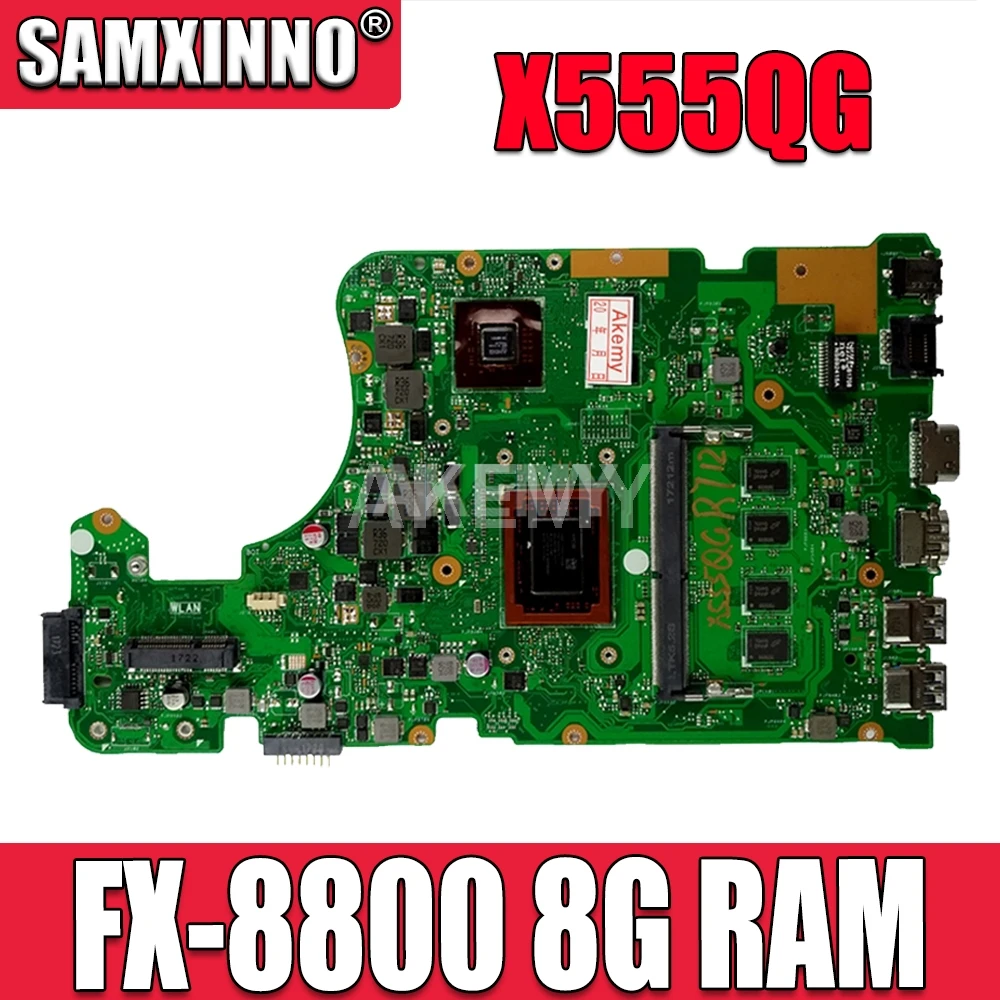 

Для For Asus X555QG X555Q X555B X555BP материнская плата для ноутбука FX-8800 CPU 8 Гб RAM REV.2.0 с 2 Гб графической материнской платой