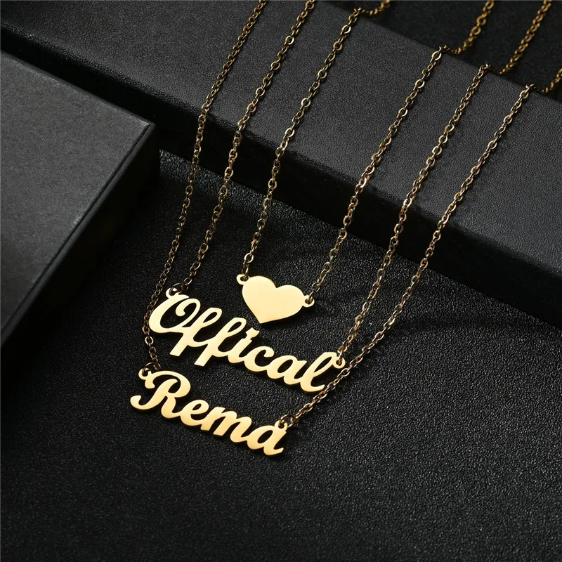 

Custom Name Necklace Heart Necklace Stainless Steel Multi-layer Chain 1-3 Names Necklace Statement Pendant for Girls Femme Gift