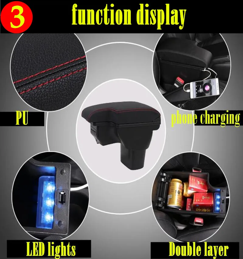 Подлокотник для Nissan Juke ESQ 2011-2019 черный кожаный центр USB Новый ящик хранения