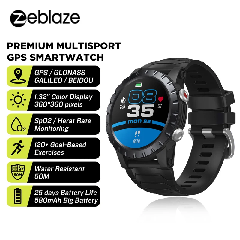 

Смарт-часы Zeblaze Stratos 120 спортивный режим смарт-часы GPS/GLONASS/Galileo/Beidou WR50M SpO2 Смарт-часы VO2 Max монитор Часы Горячие