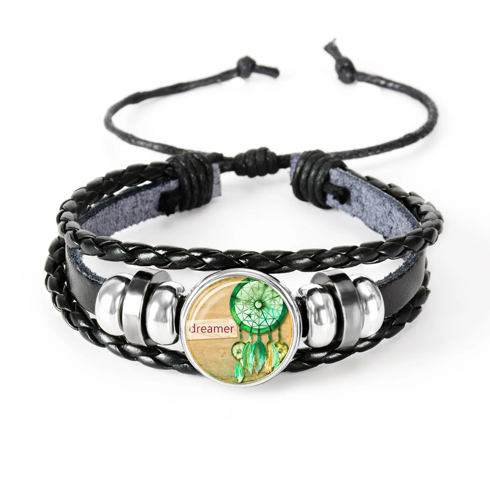 Ловец снов стеклянный браслет ручной работы Плетеный выпуклый для мужчин и