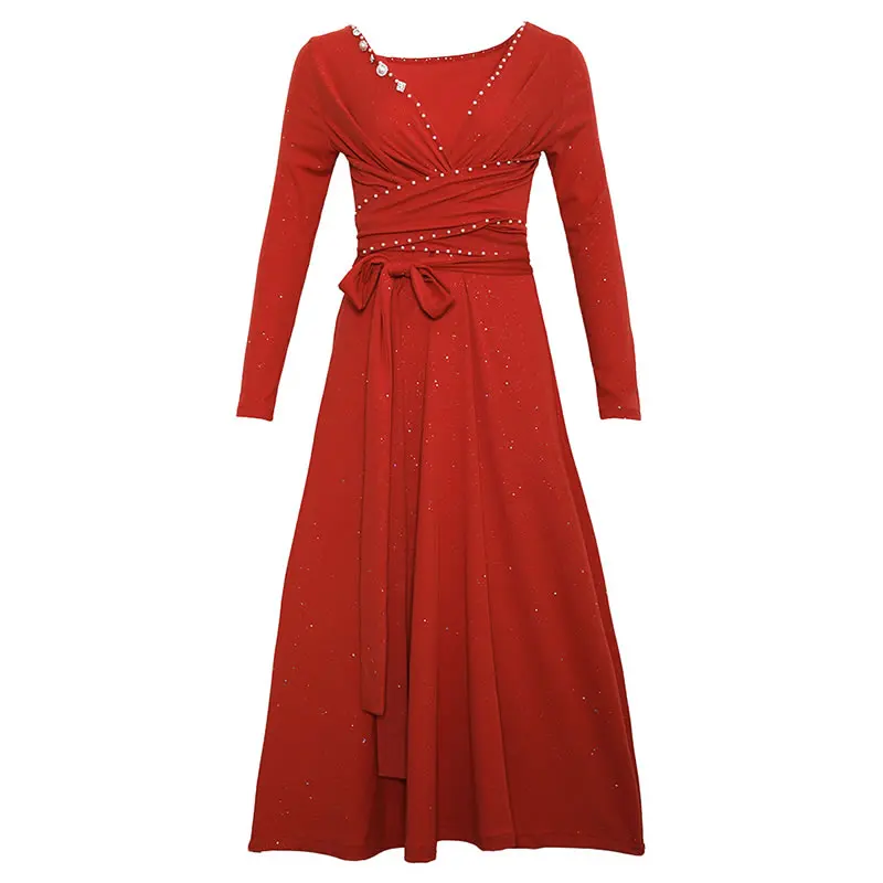 

XITAO Women Drawstring Dress Fashion Sheath Pleated Full Sleeve Goddess Fan Casual Style 2021 Summer Elegant Dress WLD6303