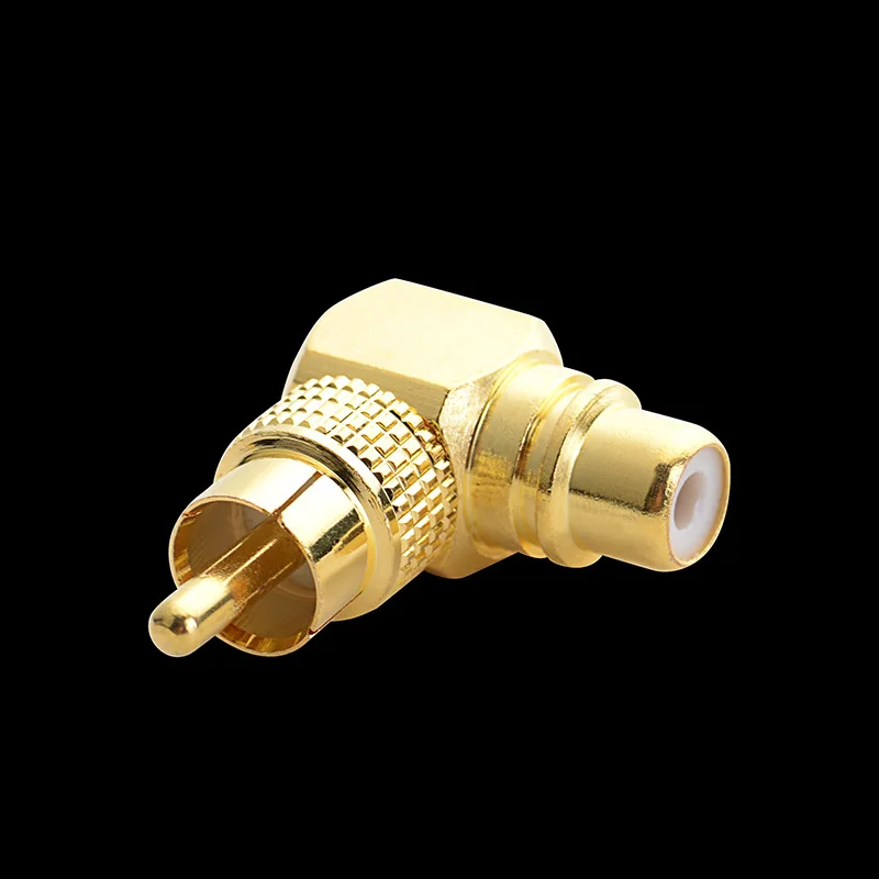 1 шт. позолоченный аудиоадаптер Папа-мама L-тип изогнутый Лотос на 90 градусов RCA