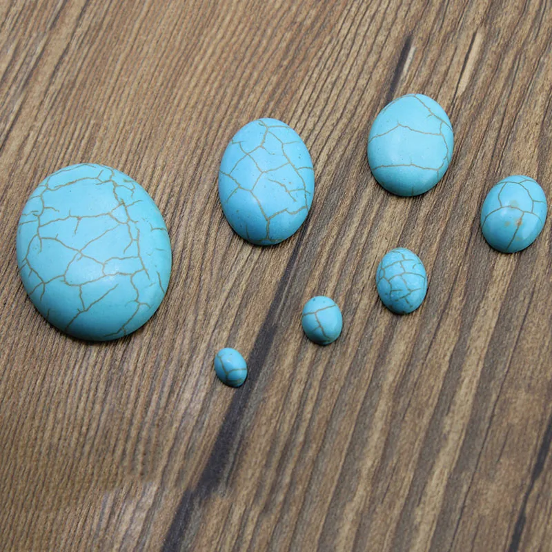 1 упаковка Овальный Бирюзовый камень с плоским основанием кабошон для