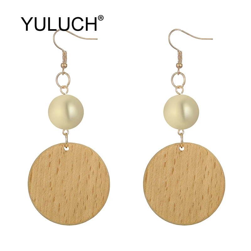 YULUCH этнические африканские круглые натуральные деревянные висячие серьги 2019