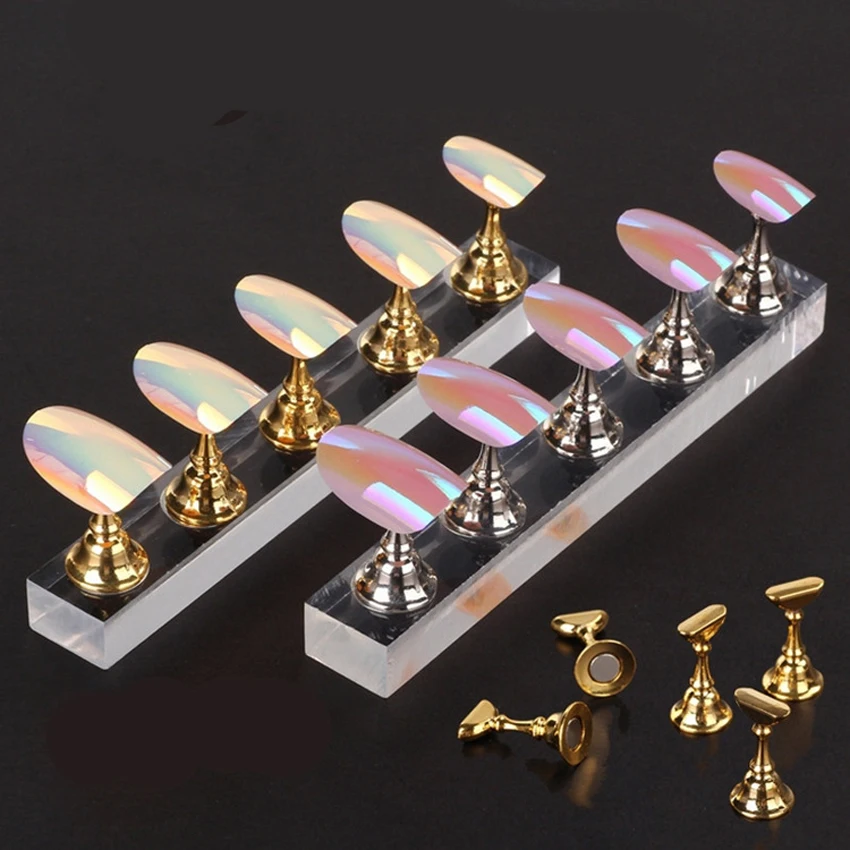 

Nail Practice Train Display Stand False Nail Tip Rest Holder Magnetic Manicure Crystal Nail Art Polish Display Manicure Tools