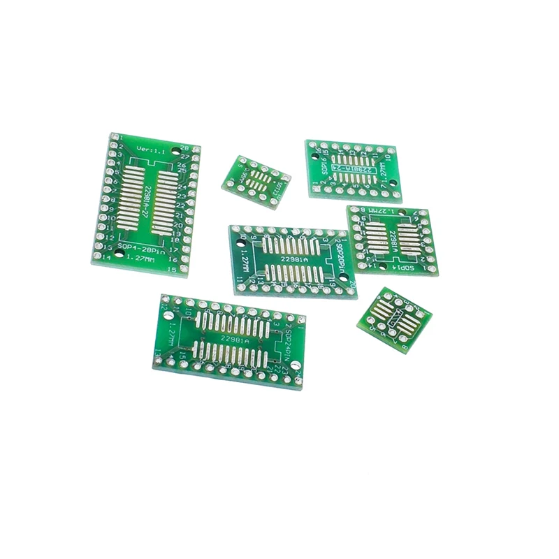 35 шт./лот набор печатных плат SMD поворот до DIP 7 значение * 5 шт. SOP8 MSOP10 SOP14 SOP16 SOP20 SOP24