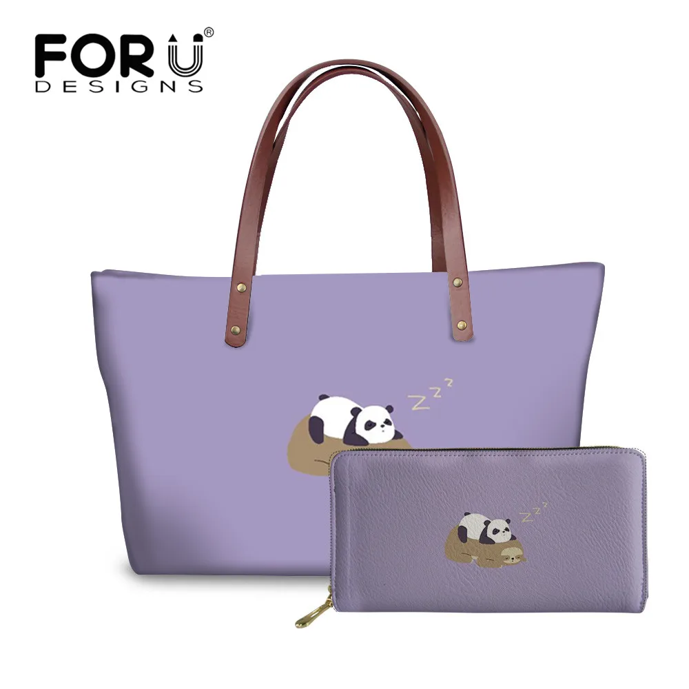 

FORUDESIGNS Cute Cartoon Panda Pattern Women's Portable Tote Bag Fashion Ladies Travel Handbag Casual Shoulder Bag 2021 New