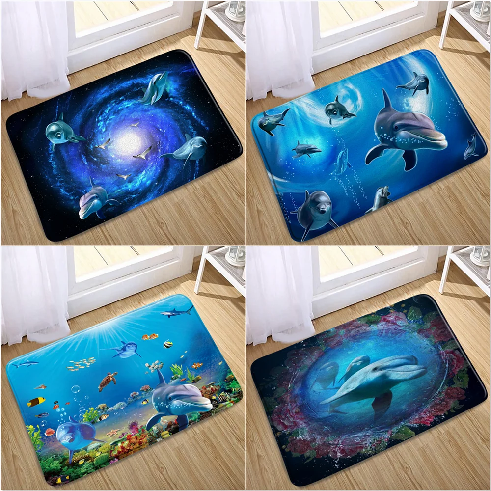 

Нескользящий коврик для ванной с изображением дельфина, с изображением океана, животных, для ванной, кухни, для открытого воздуха, входной к...