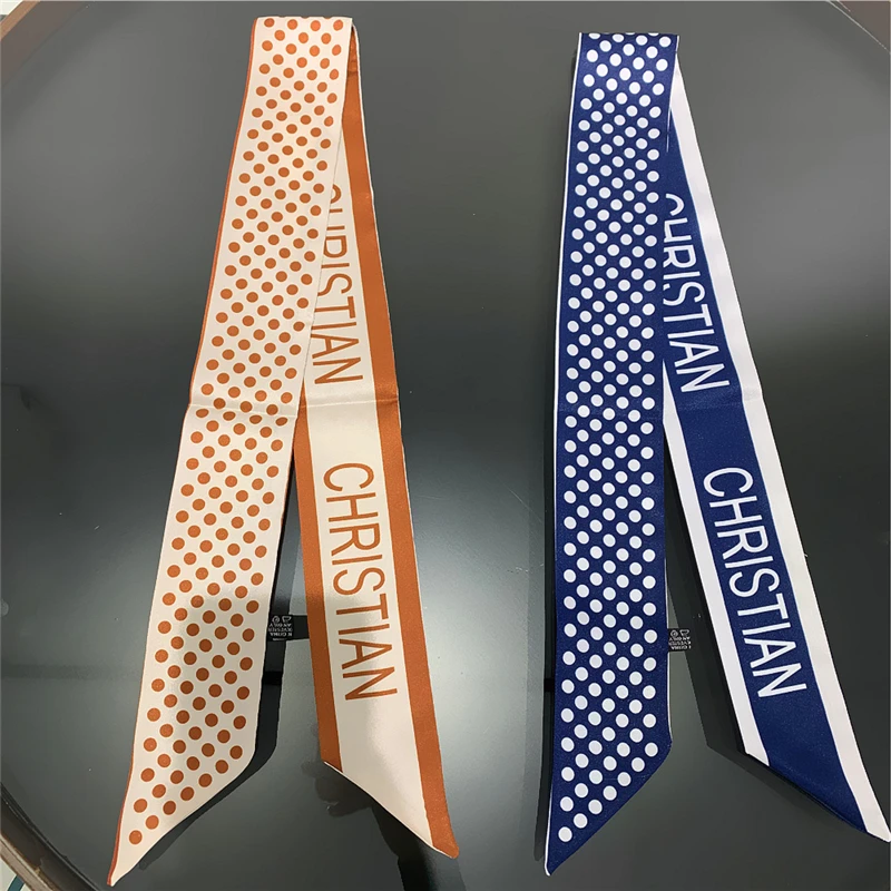 

INS Summer New Versatile Ladies Small Silk Scarf Binding Bag Handle Ribbon Headband Scarf Boho Scarfs Foulard Female Scarves