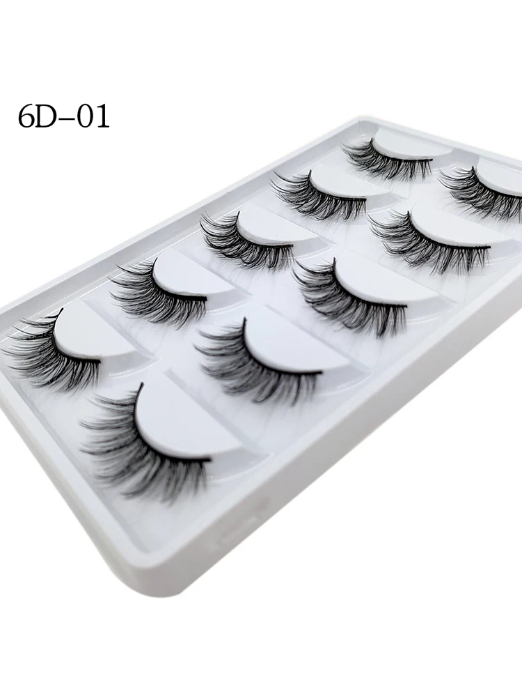 

5 Pairs 6D Fluffy Faux Mink Hair Eyelashes False Natural Box Packaging Customizable Wholesale Extention Reuseable Magnit Lashes