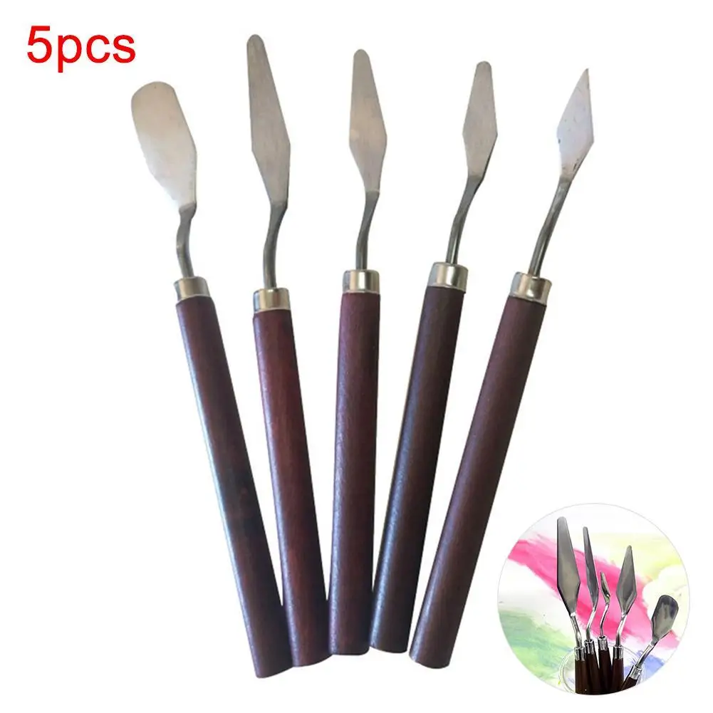 

HOT SALES!!! 5Pcs Stainless Steel Mixed Palette Knife Oil Painting Scraper Spatula Tools