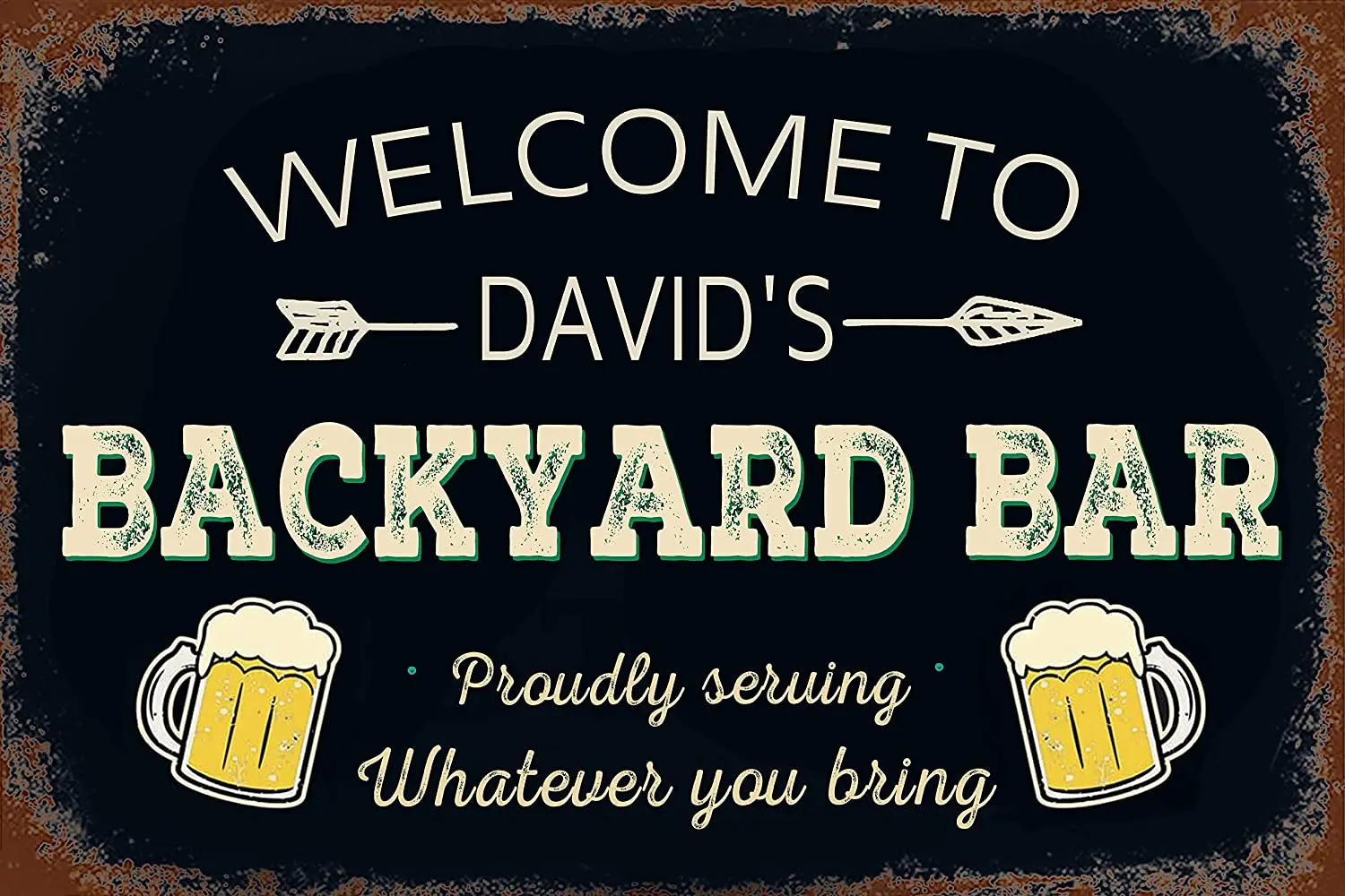 

Personalized Backyard Bar Sign, Vintage Name Custom Metal Bar Welcome Signs, Retro Wall Decor Hanging Plaque Tin Sign Man Cave