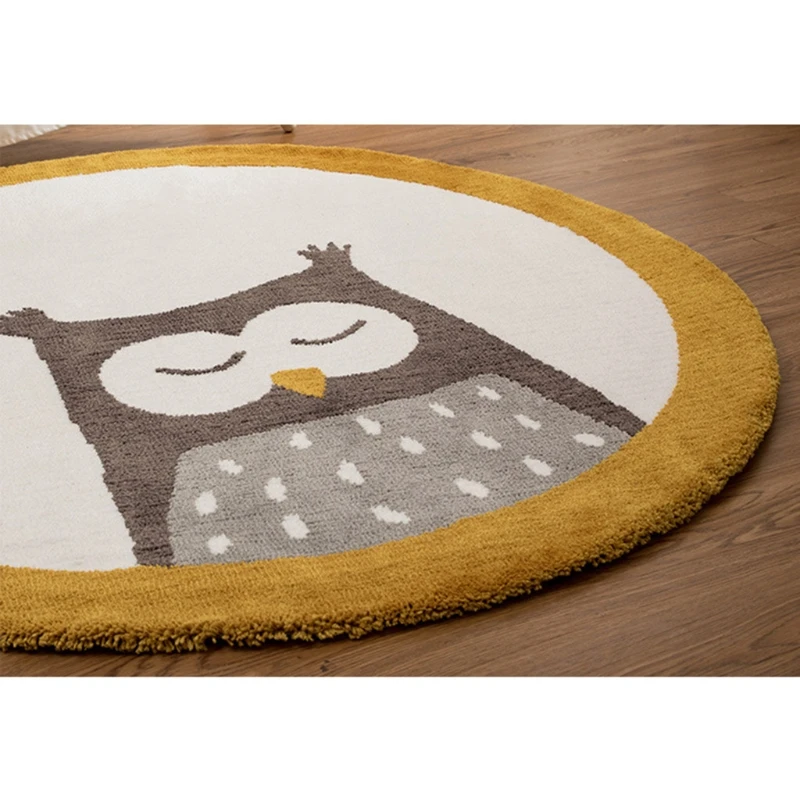 

23GD Baby Play Mat Crawling Carpet Kids Room Floor Rug Round Cartoon Owl Printed Game Pad Playmat Children Bedroom Nursery