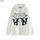 Свитер с капюшоном Женский в стиле хип-хоп Harajuku аниме Новинка темная куртка пальто с принтом ангела Женское пальто на молнии Y2k женская одежда