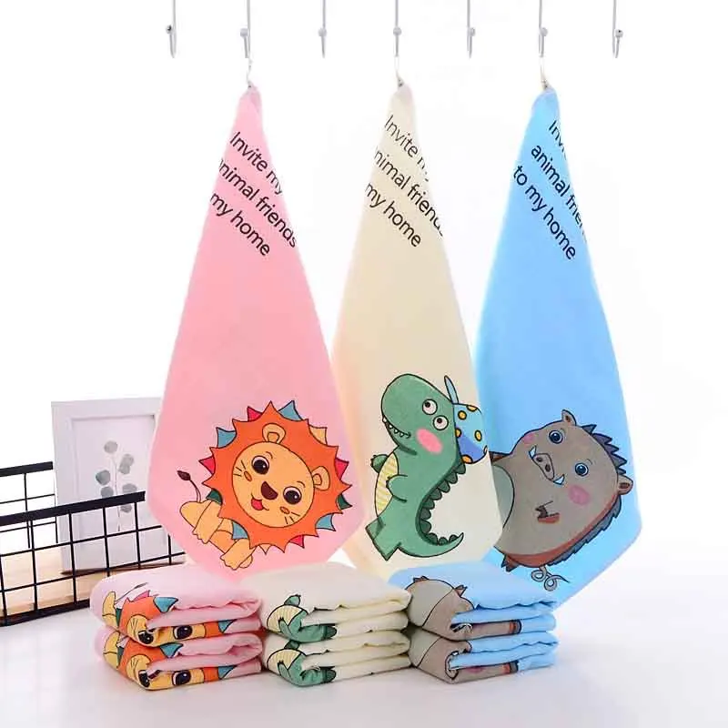 

Cotton Children Towel Saliva Towel Soft Cartoon Animals Nursing Towel for Baby Boys Girls Candy Color Washcloth Face Towel