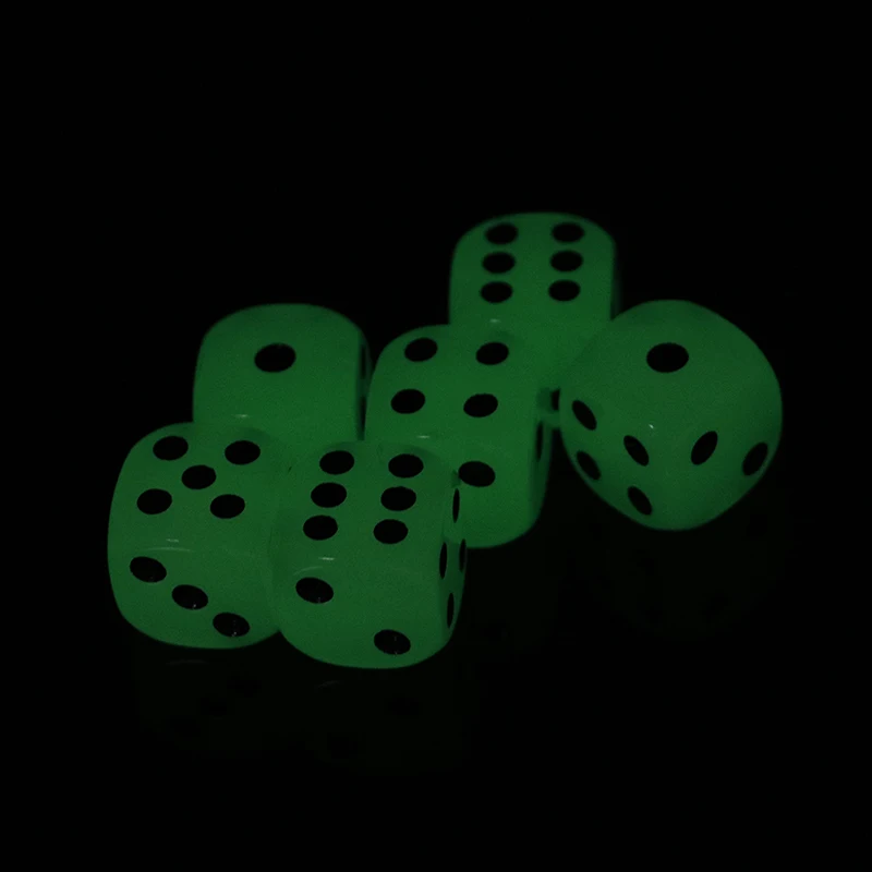 

6PCS 6 Side 16mm Glow in the Dark Dice Cubes Night Light luminous Toy Fun Board Game Night Bar KTV Entertainment Game Dice