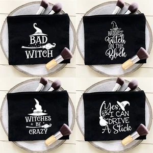Bad Witch Portable Cosmetic Bag Female Halloween Theme Party Purse Clutch Makeup Case Toiletries Org in India