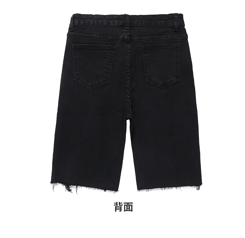 

Y2K Fashion Knee Length Washed Skinny Jeans Woman Summer 2021 New Causal Thin High Waist Denim Ripped Stretch Mid Pants Female