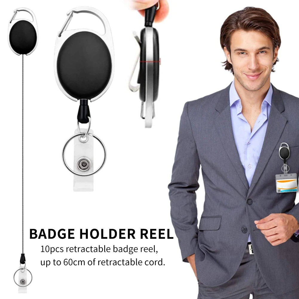 

10pcs ID Camping Retractable Keychain Key Ring School Name Card Burglar With Belt Clip Accessories Outdoor Badge Holder Reel