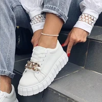 chain leather skateboard foreign trade large womens european and american flat pumps four seasons lace up casual shoes 41 43
