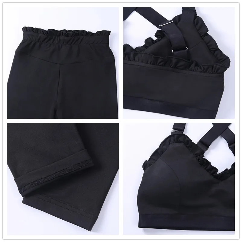 Комплект из 2 предметов комплект для йоги с рюшами бюстгальтер перекрестными