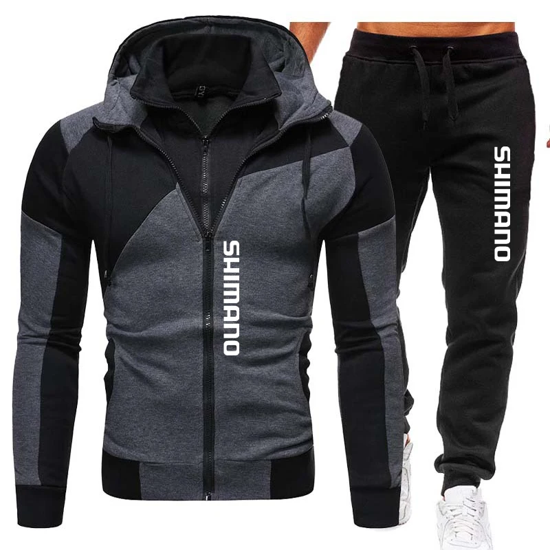

New Shimanos Fishing Clothing Men Warm Hooded Sport Set Full Sleeve Patchwork Outdoor Fishing Suit Sport Fishing Hoodies