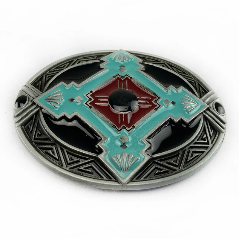 Классическая Бирюзовая Цветочная металлическая пряжка для ремня в Западном