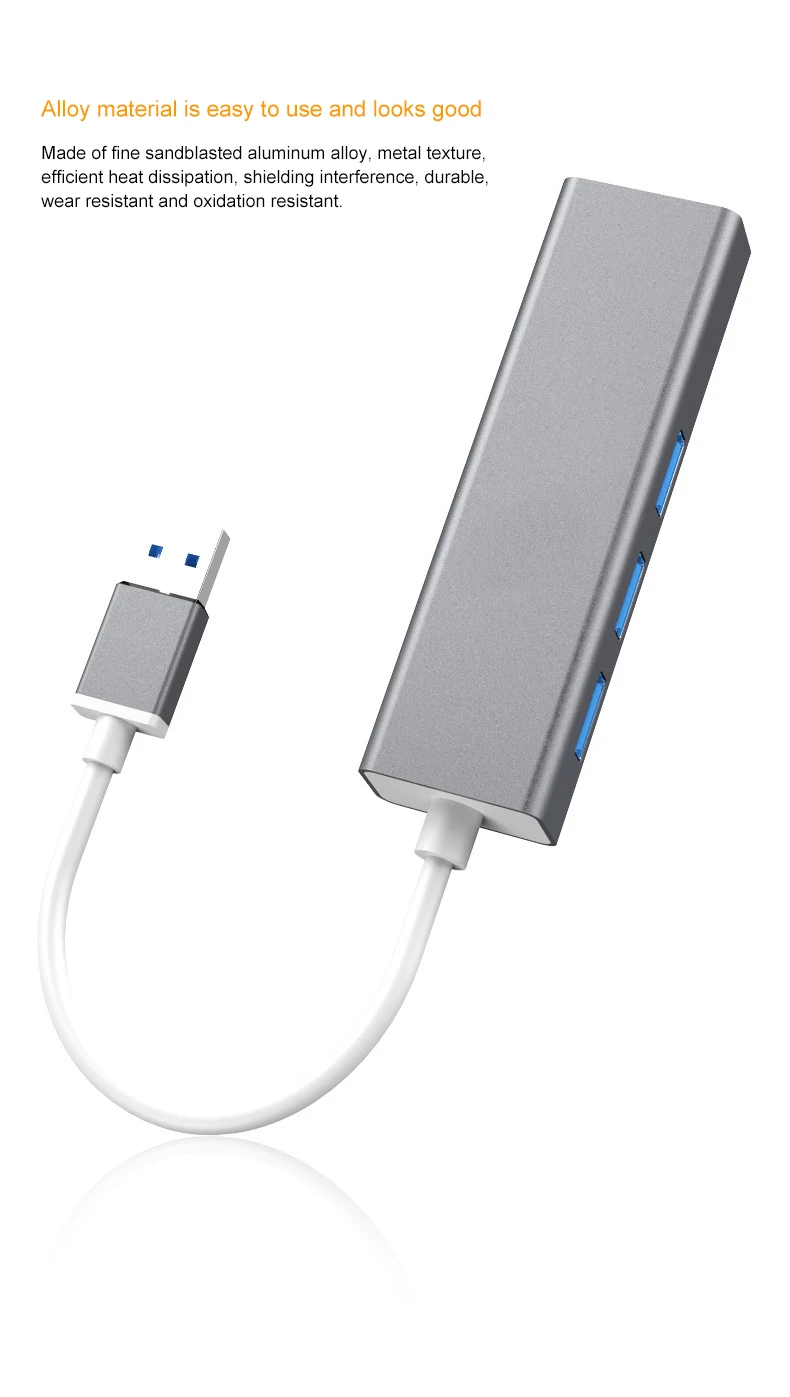 Usb-концентратор Мульти USB 3,0 usb-хаб высокоскоростной 3 порта с usb-кабелем RJ45 сетевая карта для ПК ноутбука Компьютерные аксессуары