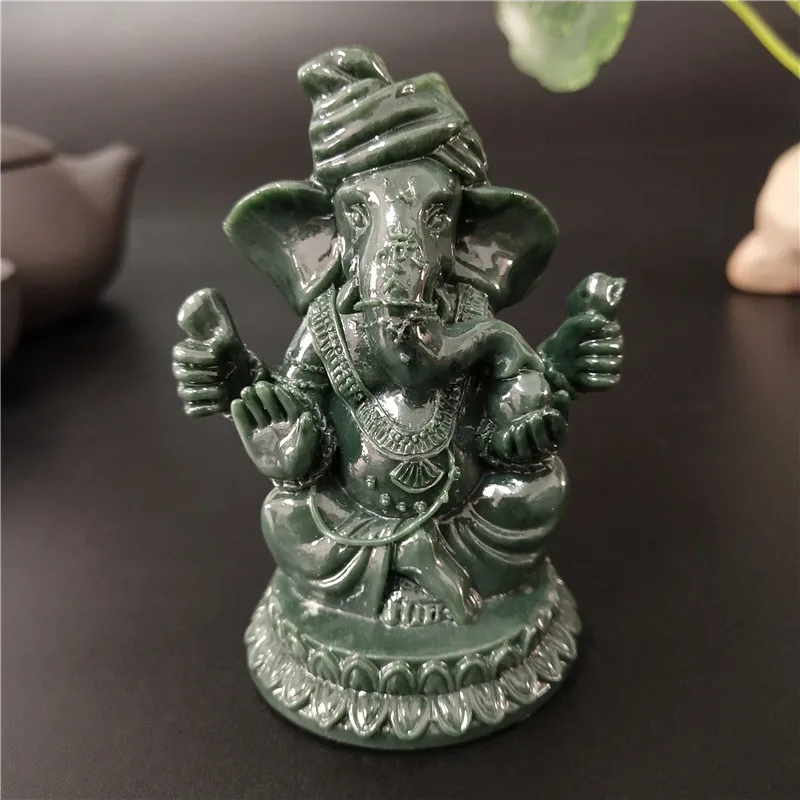 Статуя Будды Ganesha скульптура бога слона искусственный нефрит каменные фигурки