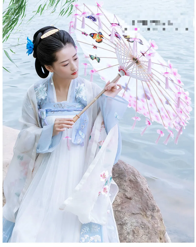 Античный Романтический эстетический зонтик из ледяного шелка с кисточками и