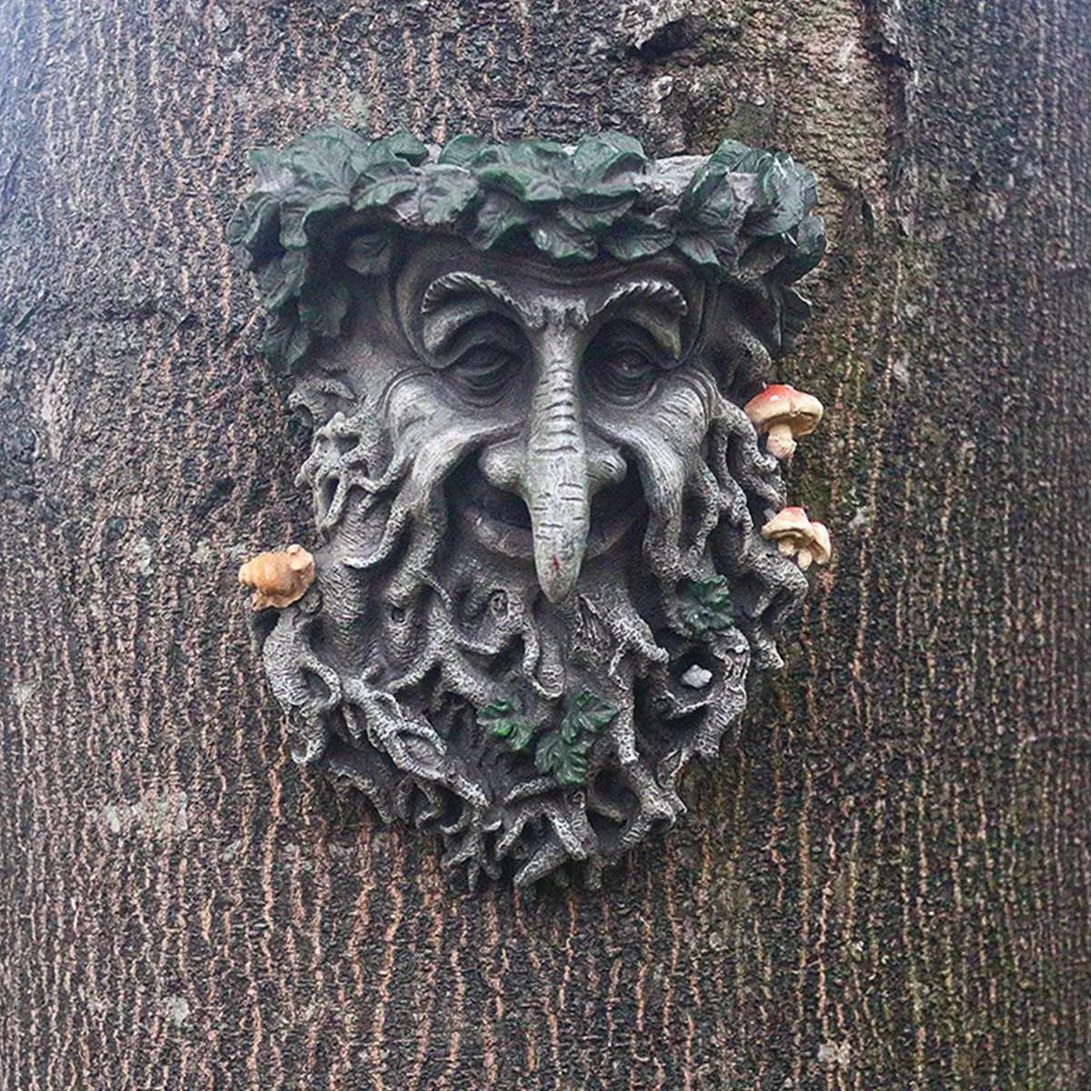

Outdoor Decoration Resin Statue Tree Pendant Sculpture 5 Style For Home Gardening Mushroom Men Smiling Face Garden Decoration