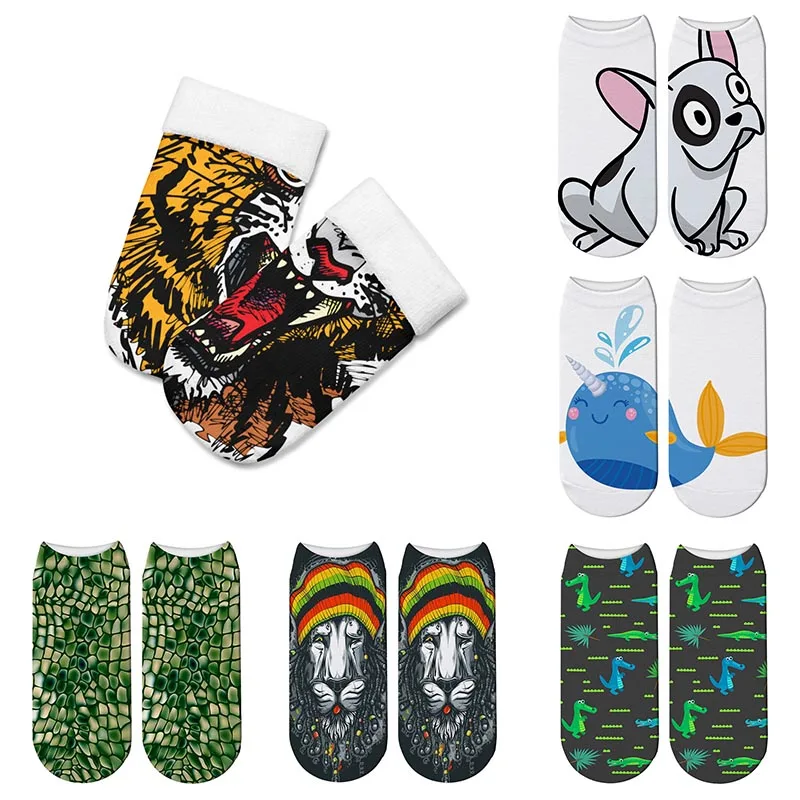 Модный рисунок животных из мультфильмов короткие носки женские Харадзюку милый