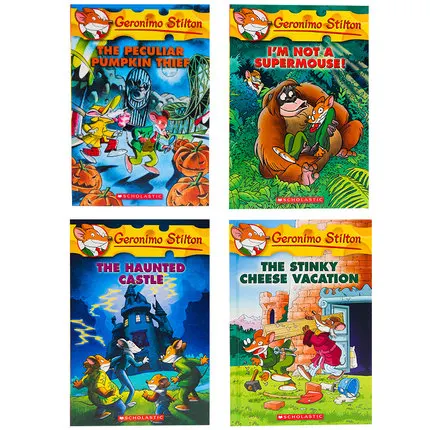 4 книги Geronimo Stilton Paw Box Set 1 Humor Adventure Исследуйте смелые комиксы фантастика Родитель