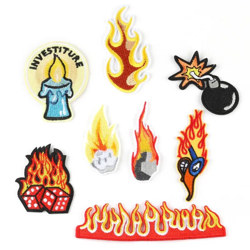 

Candle Embroidery Badge Patch Clothing Embroidery Ironing Cloth Embroidery Badge Brooch Clothing Bag DIY Clothing Matching