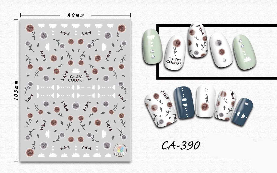 

3D Nail Sticker Dandelion Flower Design Stickers for Nails Manicure Sticker Decals Decoration Nail Art Sticker Accessories