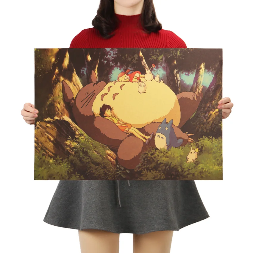

TIE LER Hayao Miyazaki Anime Movie Poster Cartoon Does Retro Nostalgia Kraft Paper Poster Cafe Bar Poster Retro Wall Sticker