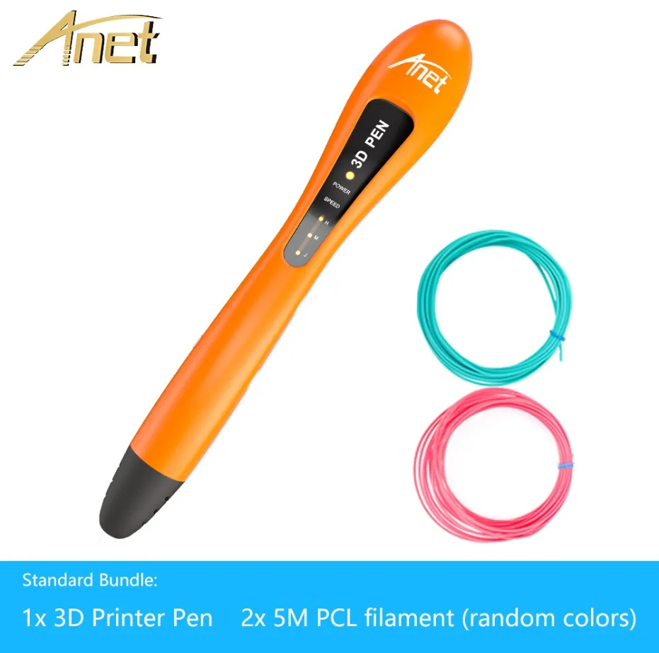 Anet VP01 низкая температура Безопасный детский подарок DIY 3D Ручка принтер с PCL нити - Цвет: Orange 3D Pen