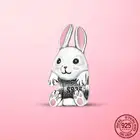 Бусина-Шарм кролик из серебра 925 пробы для браслета