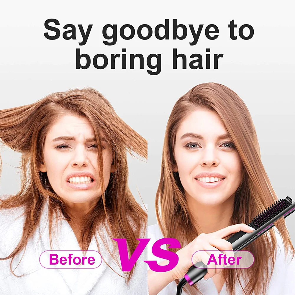 

Hair Straightener 3 IN1 Flat Irons Straightening Brush Fast Heating Comb Hair Straight Styler Corrugation Curling Iron Hot Comb