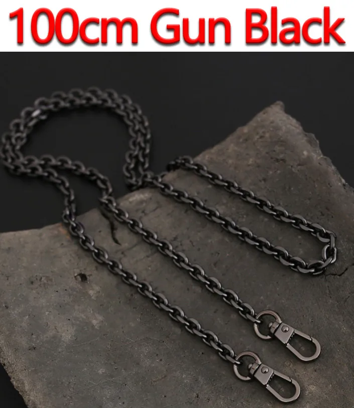 100cm Gun Black Светло 7 мм золото, пистолет черный, серебряный сменный кошелек цепь наплечный ремень через плечо для небольшой сумки, клатч Сумки DIY O цепи - Цвет: 100cm Gun Black