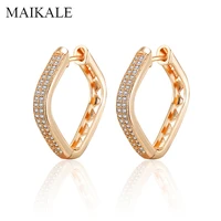 maikale charm big square hoop earrings for women hollow gold cubic zirconia earrings party fashion jewelry luxury gifts