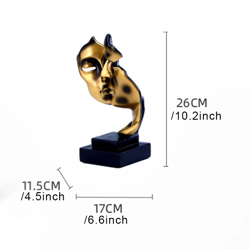 

Minimalist Statue 3D Modern Craft Kissing Couple Resin Abstract Cabinet Art Ornament for Home Office DRSA889