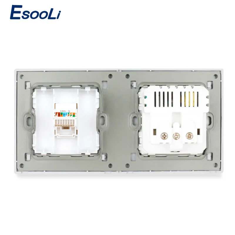 Панельная розетка Esooli с двумя USB портами европейский стандарт соединитель RJ45 для