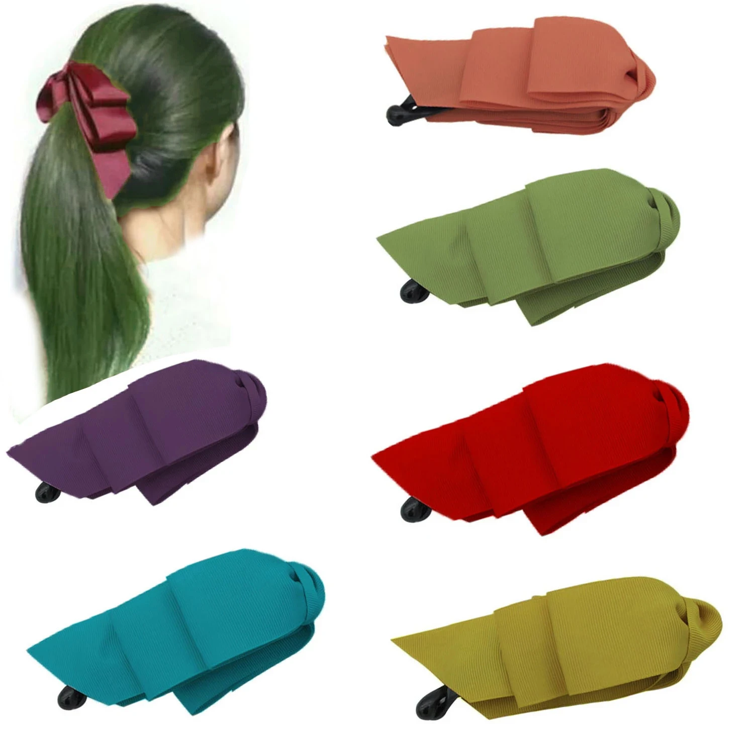 

2021 new Stacked ribbon bow ponytail banana clip headwear for girl ladies hair accessories claw