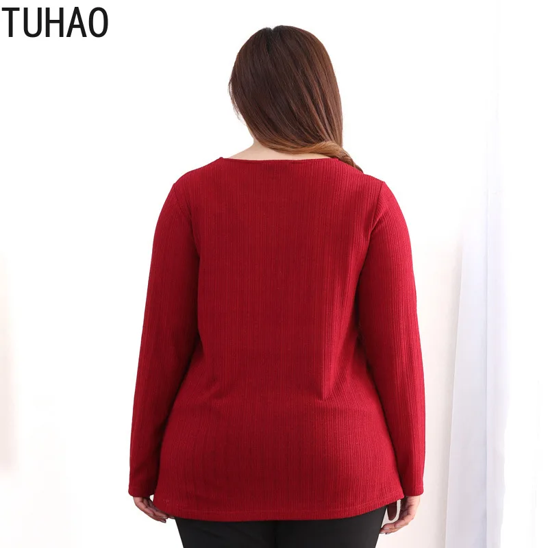 4XL для 10XL размера плюс блузка женщин рубашки мальчиков Весенний вязаный низ